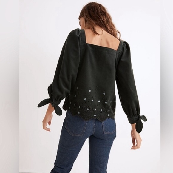 Madewell Embroidered ‎ Corduroy Tie Sleeve
Eyelet Blouse size XS NO SIZE TAG - Picture 2 of 8